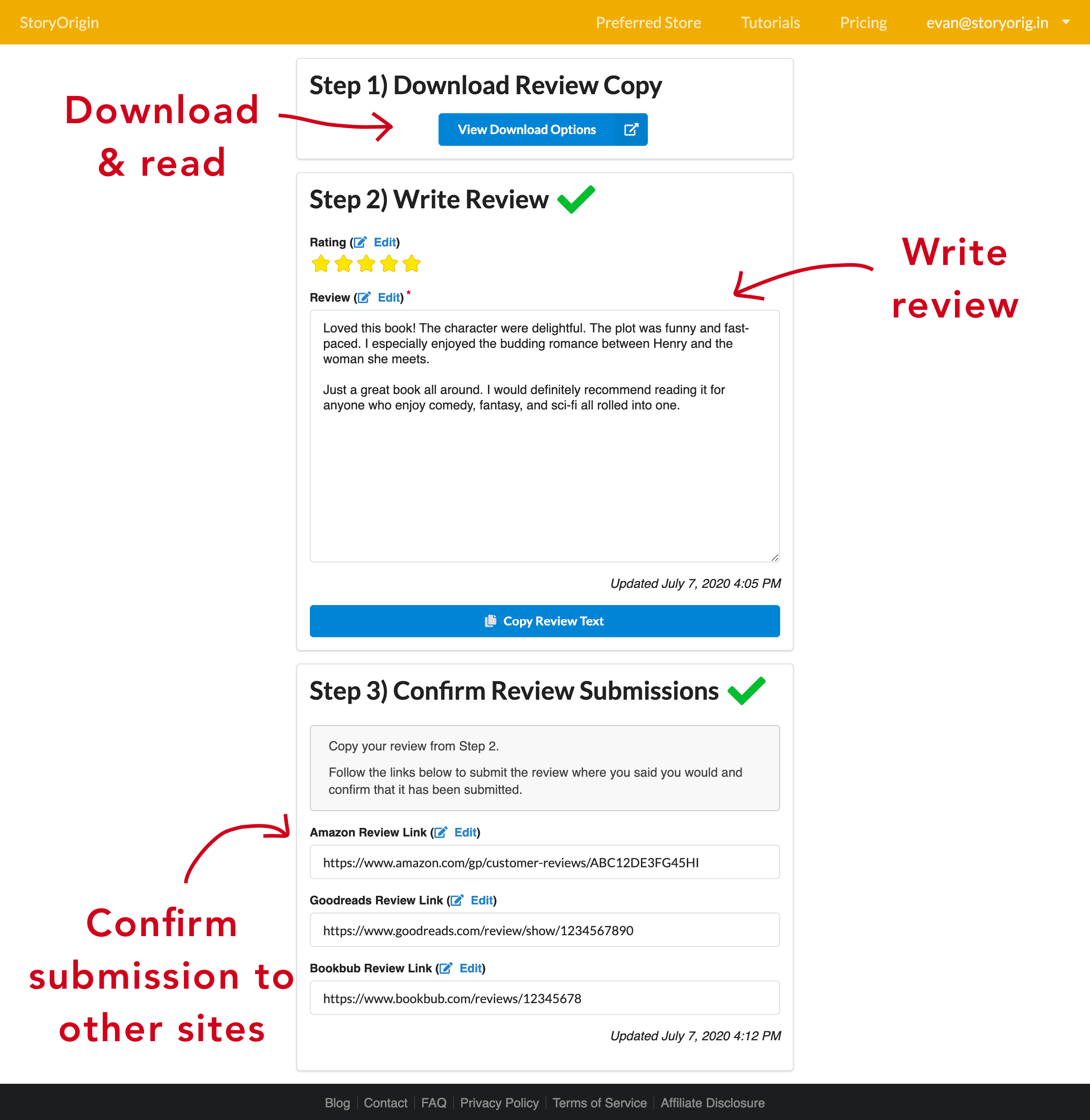 review process page example