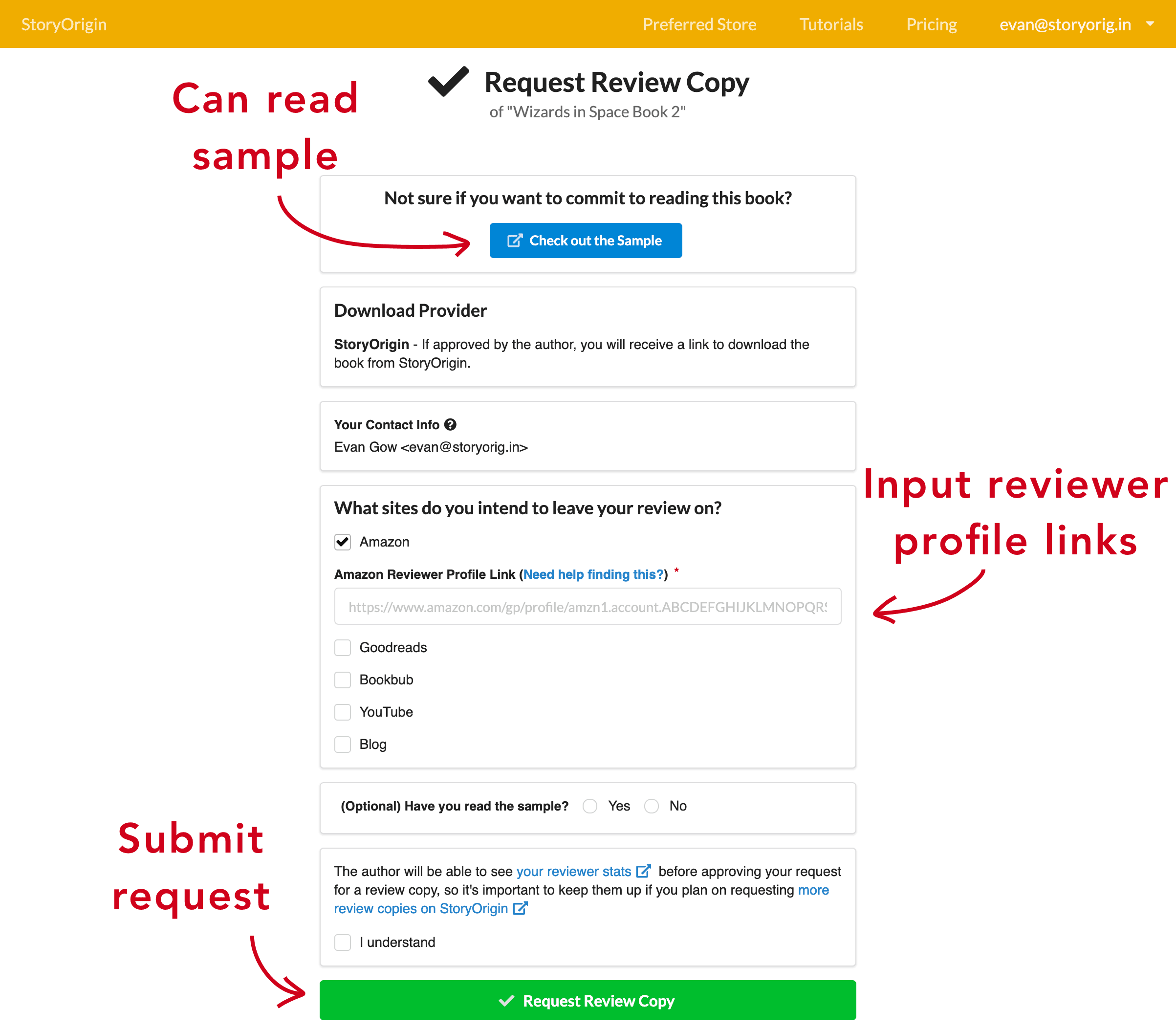 review copy apply example