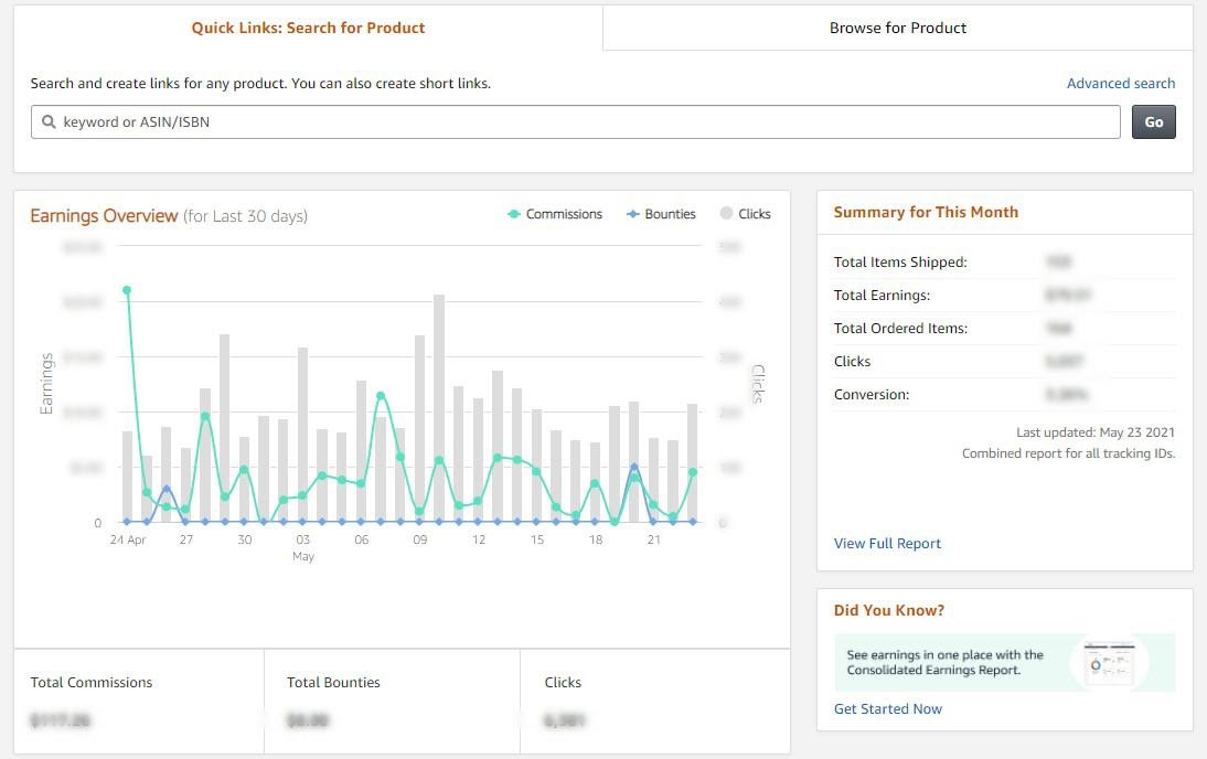 The Amazon Associates Dashboard