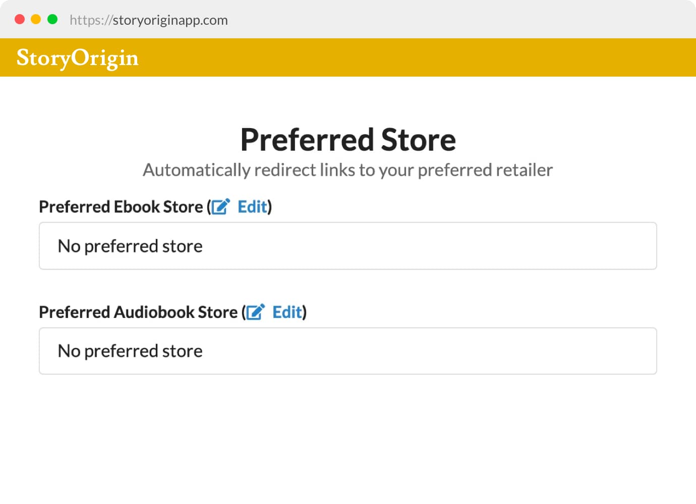 Screenshot of Preferred Stores Setting