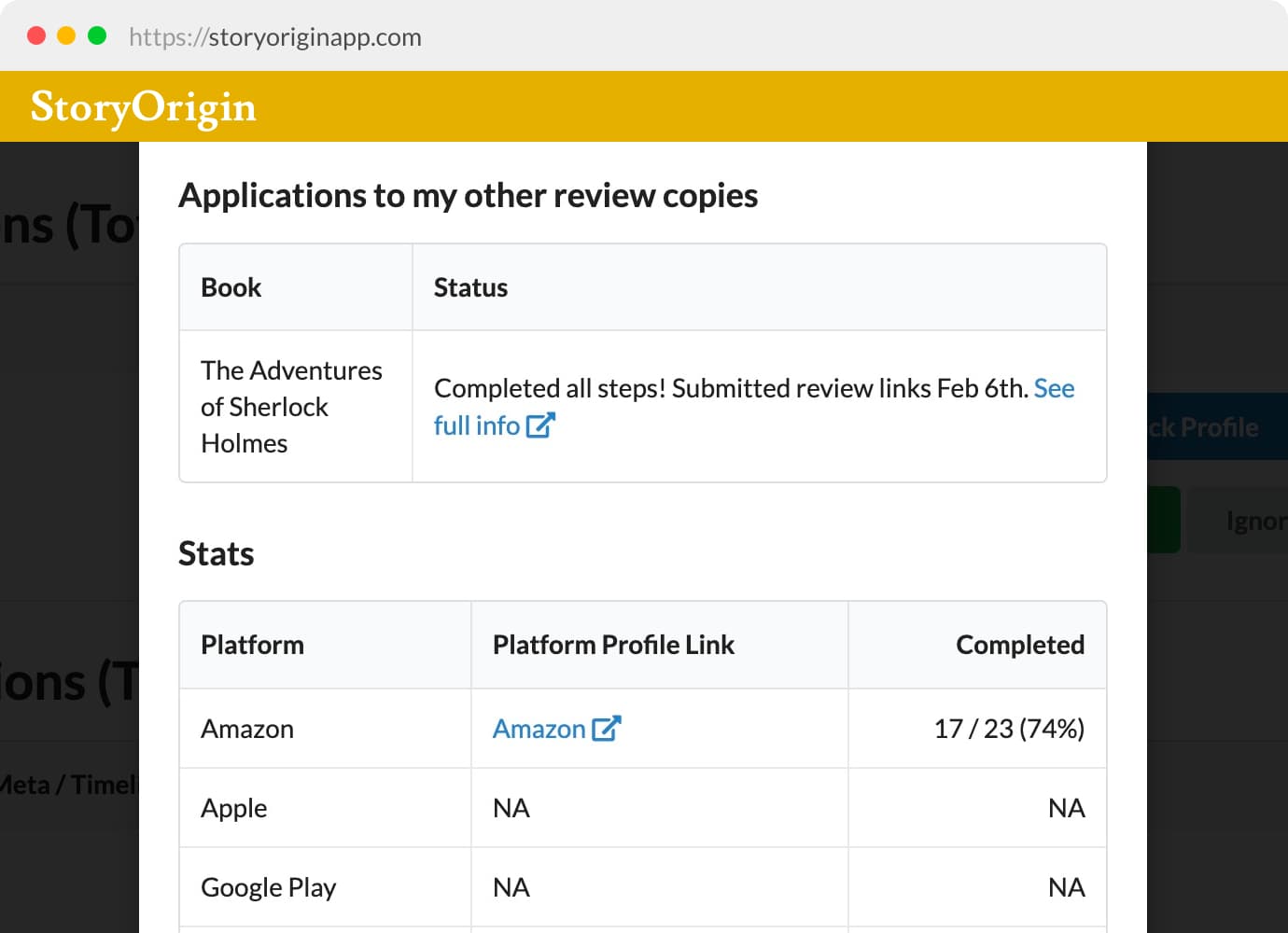 Screenshot of Reviewer's Profile